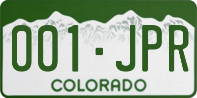 CO license plate 001JPR