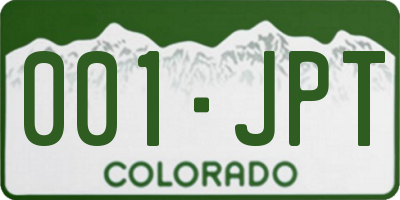 CO license plate 001JPT