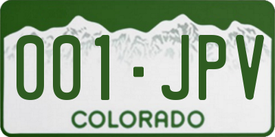 CO license plate 001JPV