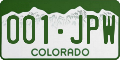 CO license plate 001JPW