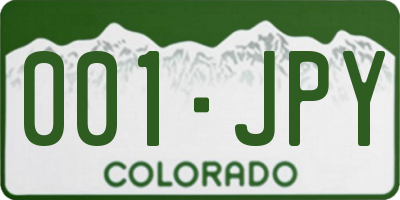 CO license plate 001JPY