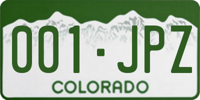 CO license plate 001JPZ