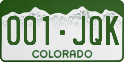 CO license plate 001JQK