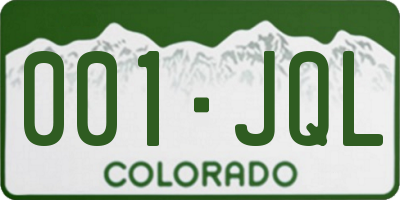 CO license plate 001JQL