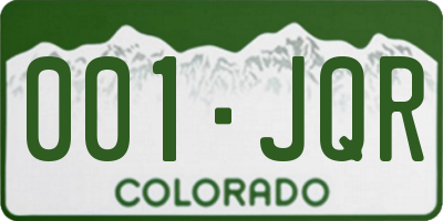 CO license plate 001JQR