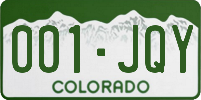 CO license plate 001JQY