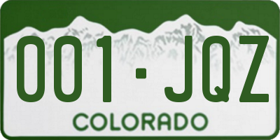 CO license plate 001JQZ