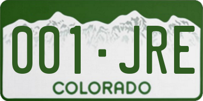 CO license plate 001JRE