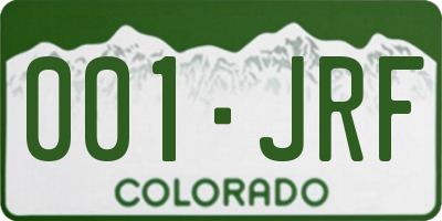 CO license plate 001JRF