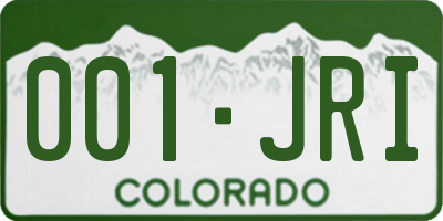 CO license plate 001JRI