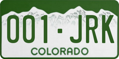 CO license plate 001JRK