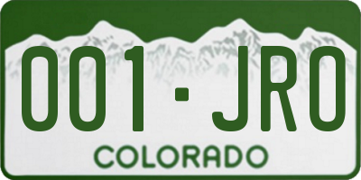 CO license plate 001JRO