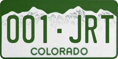 CO license plate 001JRT