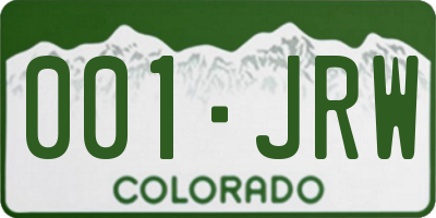 CO license plate 001JRW