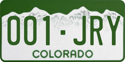 CO license plate 001JRY