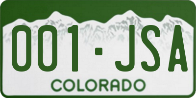 CO license plate 001JSA