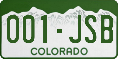 CO license plate 001JSB