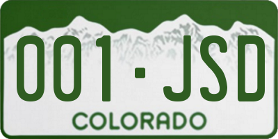 CO license plate 001JSD