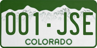 CO license plate 001JSE