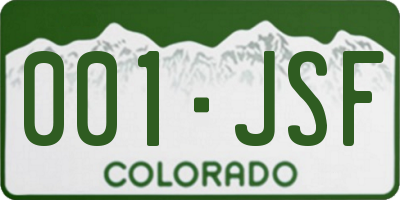 CO license plate 001JSF