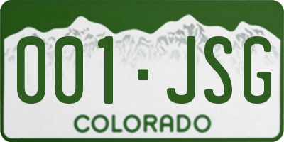 CO license plate 001JSG