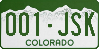 CO license plate 001JSK