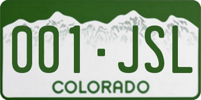 CO license plate 001JSL