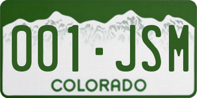 CO license plate 001JSM