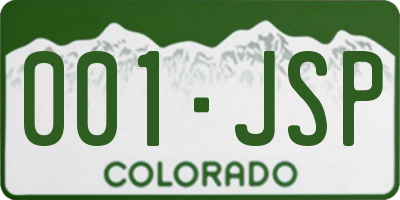 CO license plate 001JSP