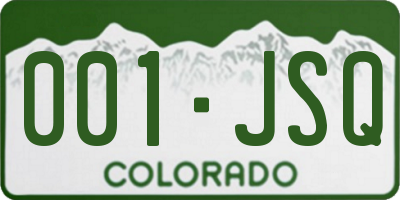 CO license plate 001JSQ