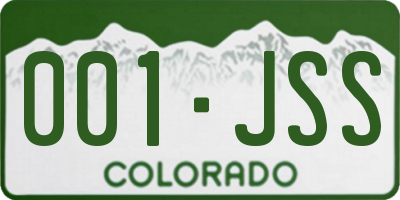 CO license plate 001JSS