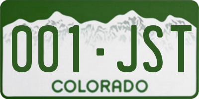 CO license plate 001JST