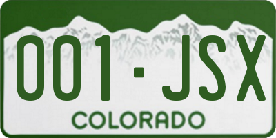 CO license plate 001JSX