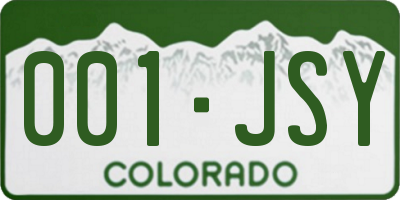 CO license plate 001JSY