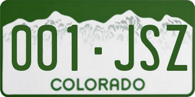 CO license plate 001JSZ