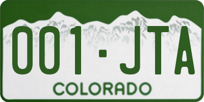 CO license plate 001JTA