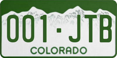 CO license plate 001JTB