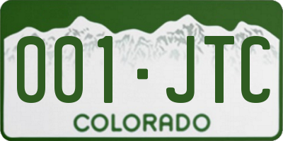 CO license plate 001JTC