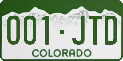 CO license plate 001JTD