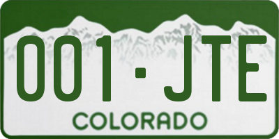 CO license plate 001JTE