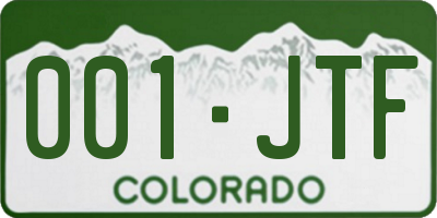 CO license plate 001JTF