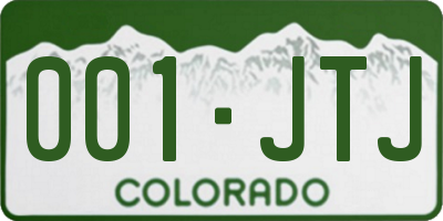 CO license plate 001JTJ