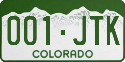 CO license plate 001JTK