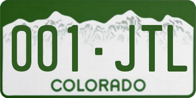 CO license plate 001JTL