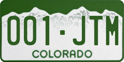 CO license plate 001JTM