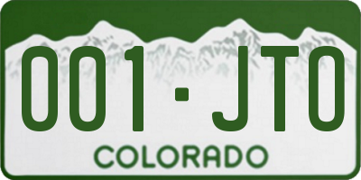 CO license plate 001JTO