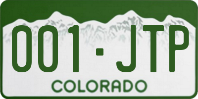 CO license plate 001JTP