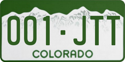 CO license plate 001JTT