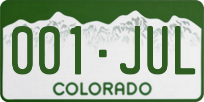 CO license plate 001JUL