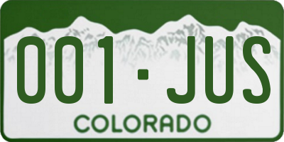 CO license plate 001JUS